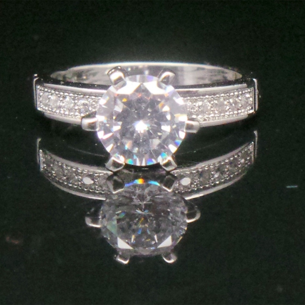 CZ Solitaire Ring Gold over